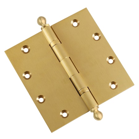 Embassy 5 x 5 Solid Brass Ball Bearing Hinge, Satin Brass Finish Ball Tips 5050BBUS4B-1